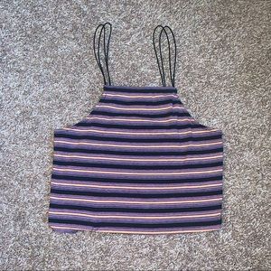 Cropped Halter Striped Shirt